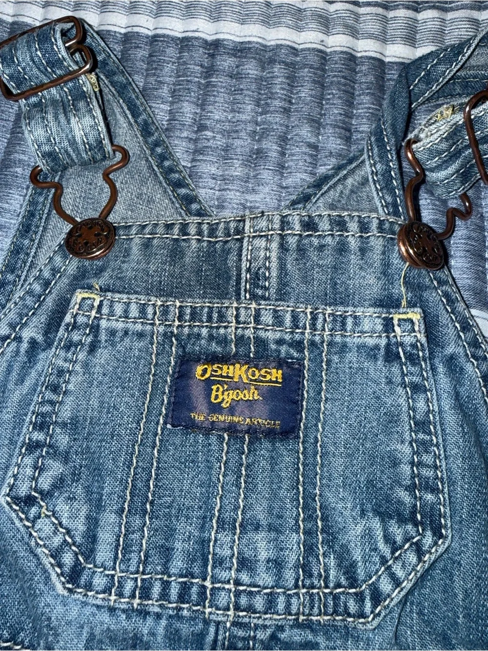 9 months 90’s vintage OshKosh B'gosh  Blue Denim Overalls Bib
